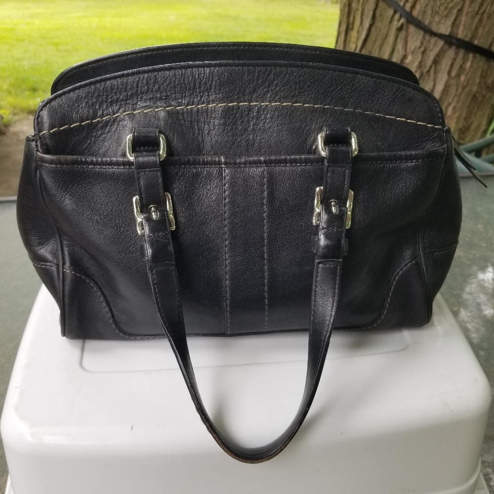 Coach Hampton Small Black Leather Satchel Bag 7465